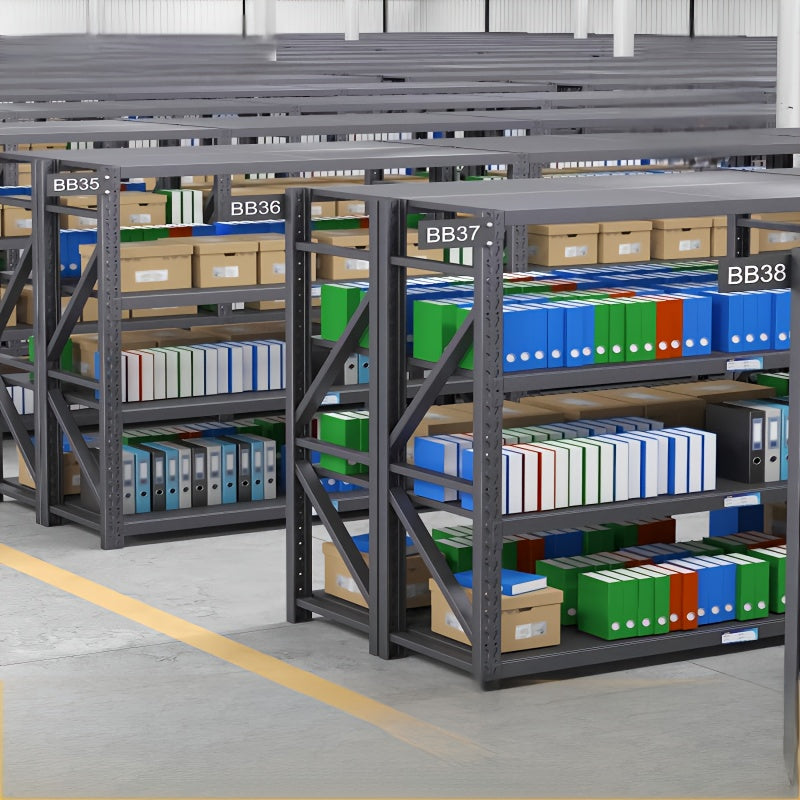 4-Tier Heavy Duty Black Warehouse Rack, Industrial Metal Shelving, 300KG/Layer  200×60×200CM