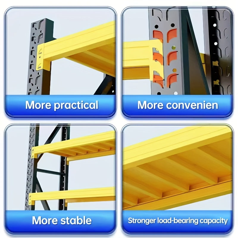 4-Tier Heavy Duty Storage Rack, Home & Garage Metal Shelving Unit, 150KG/ Layer  Adjustable Shelves,  150×50×200CM (Yellow & Black)