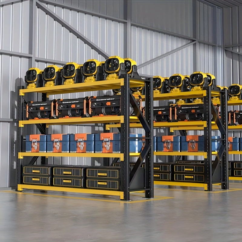 4-Tier Heavy Duty Industrial Storage Rack, Warehouse Metal Shelving Unit, 250/300KG/Layer, 200×60×200CM (Yellow & Black)