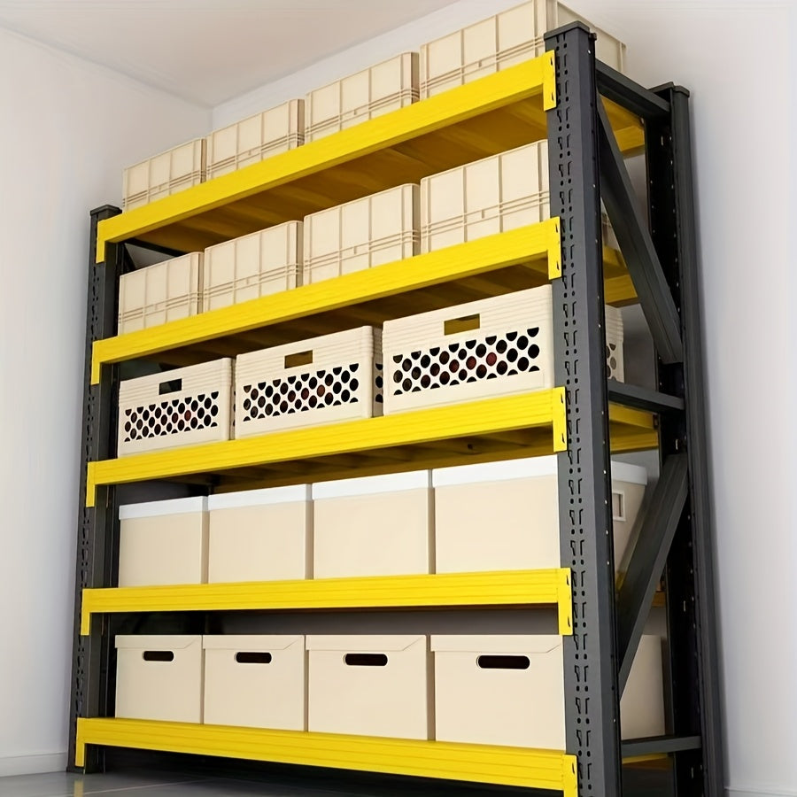 4-Tier Heavy Duty Storage Rack, Home & Garage Metal Shelving Unit, 150KG/ Layer  Adjustable Shelves,  150×50×200CM (Yellow & Black)
