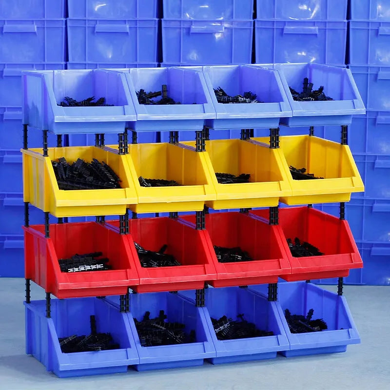 Heavy Duty Stackable Storage Cage, Collapsible PP Storage Bin with Snap Closure, 150 lb Capacity Warehouse Retail Container