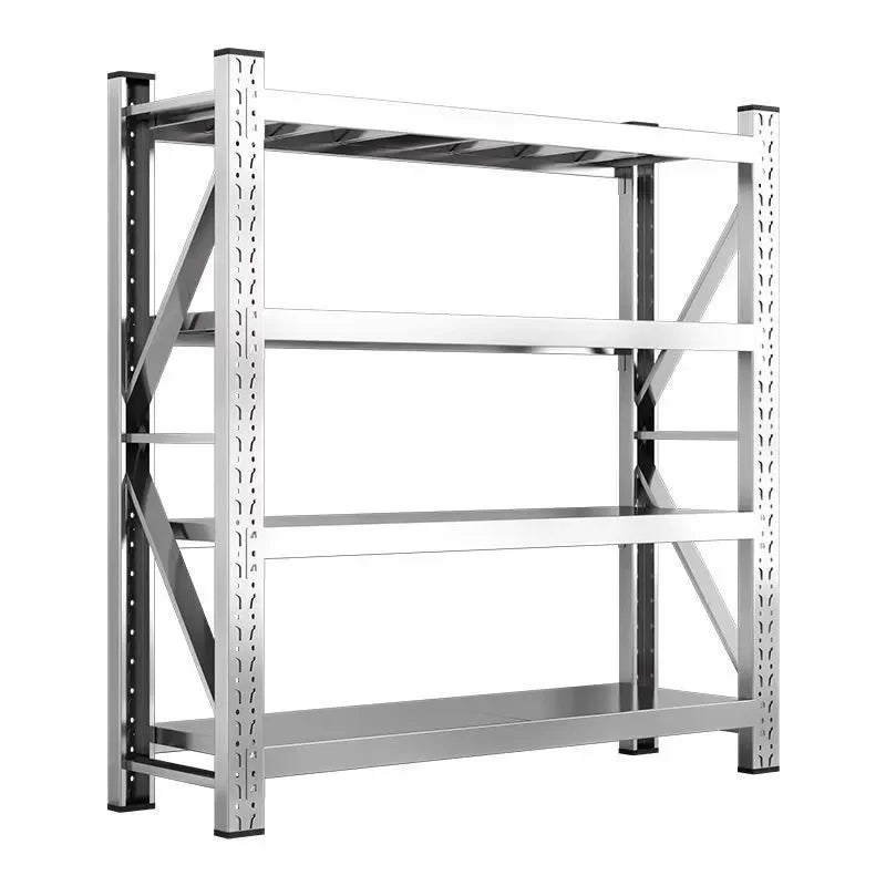 304 Stainless Steel Heavy Duty Shelving 200KG per Layer, 4-Tier Adjustable Boltless Rack for Food Factory Cold Storage