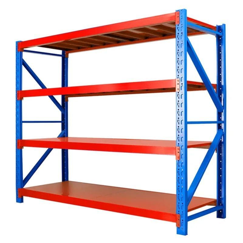 Heavy Duty Boltless Warehouse Rack, 4-Tier Adjustable Steel Storage Shelf up to 1100KG for Industrial Warehouse