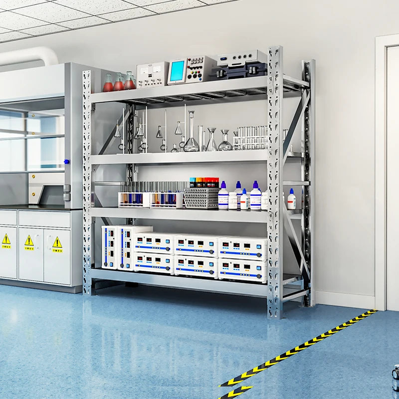 304 Stainless Steel Heavy Duty Shelving 200KG per Layer, 4-Tier Adjustable Boltless Rack for Food Factory Cold Storage