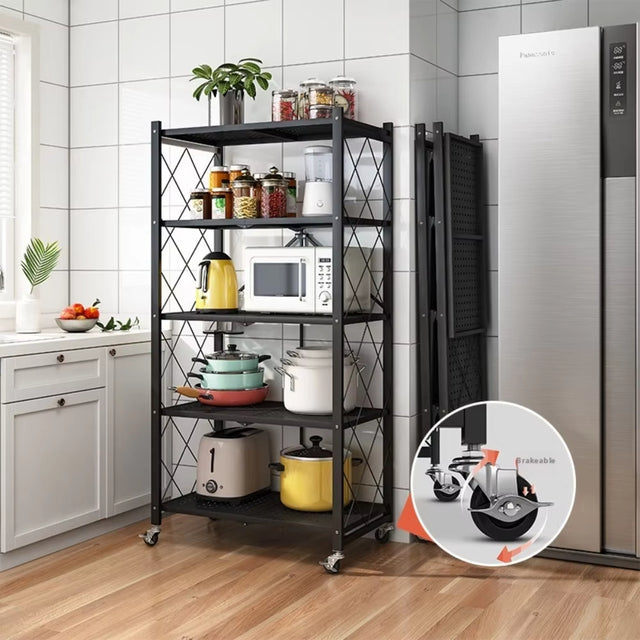 Ultra Strong Multi-Purpose Folding Shelves Large Capacity Storage Rack Wheels