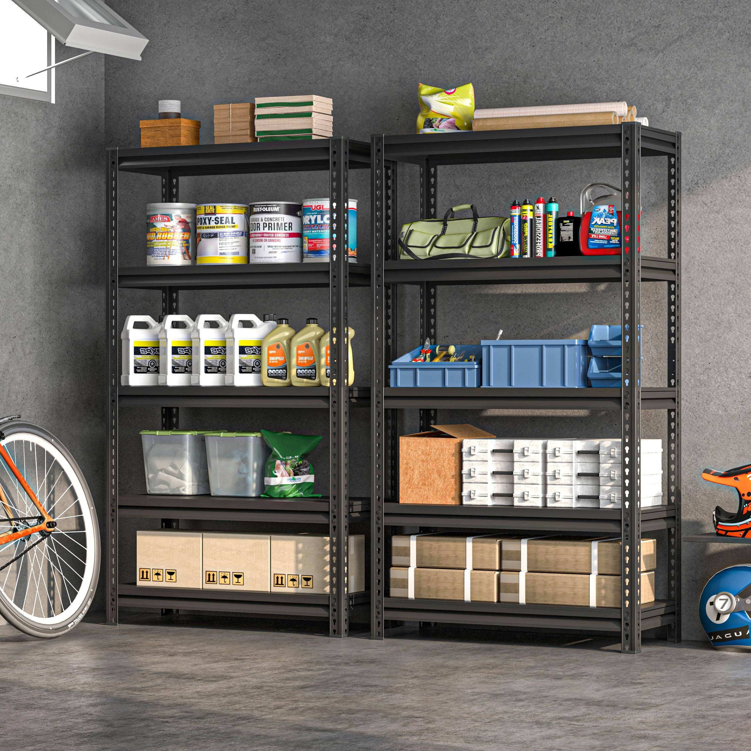 Boltless Steel 5-Layer Adjustable Shelving Rack for Home Garage Warehouse