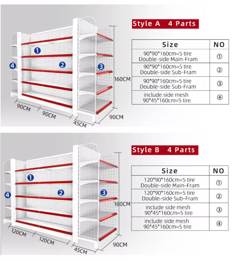 Double-Sided Display Stand Modern Supermarket Shelving Racks