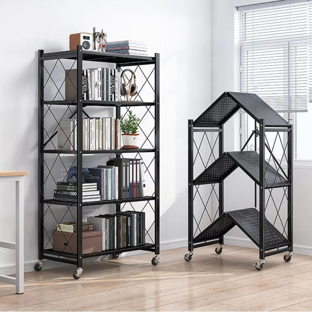 Ultra Strong Multi-Purpose Folding Shelves Large Capacity Storage Rack Wheels Multi-Layer Kitchen Islands Carts