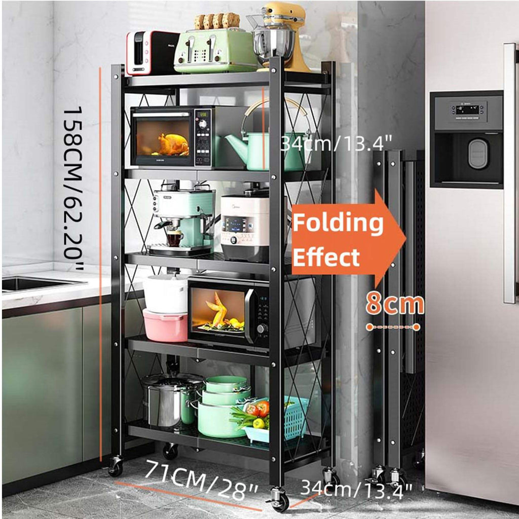 Multifunctional Large Iron Portable Folding Storage Shelving Flower Stand Shelves Kitchen Foldable Bookcase