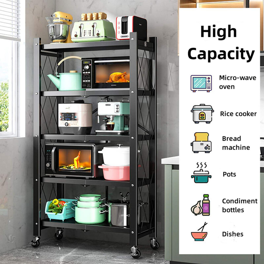 Multifunctional Large Iron Portable Folding Storage Shelving Flower Stand Shelves Kitchen Foldable Bookcase