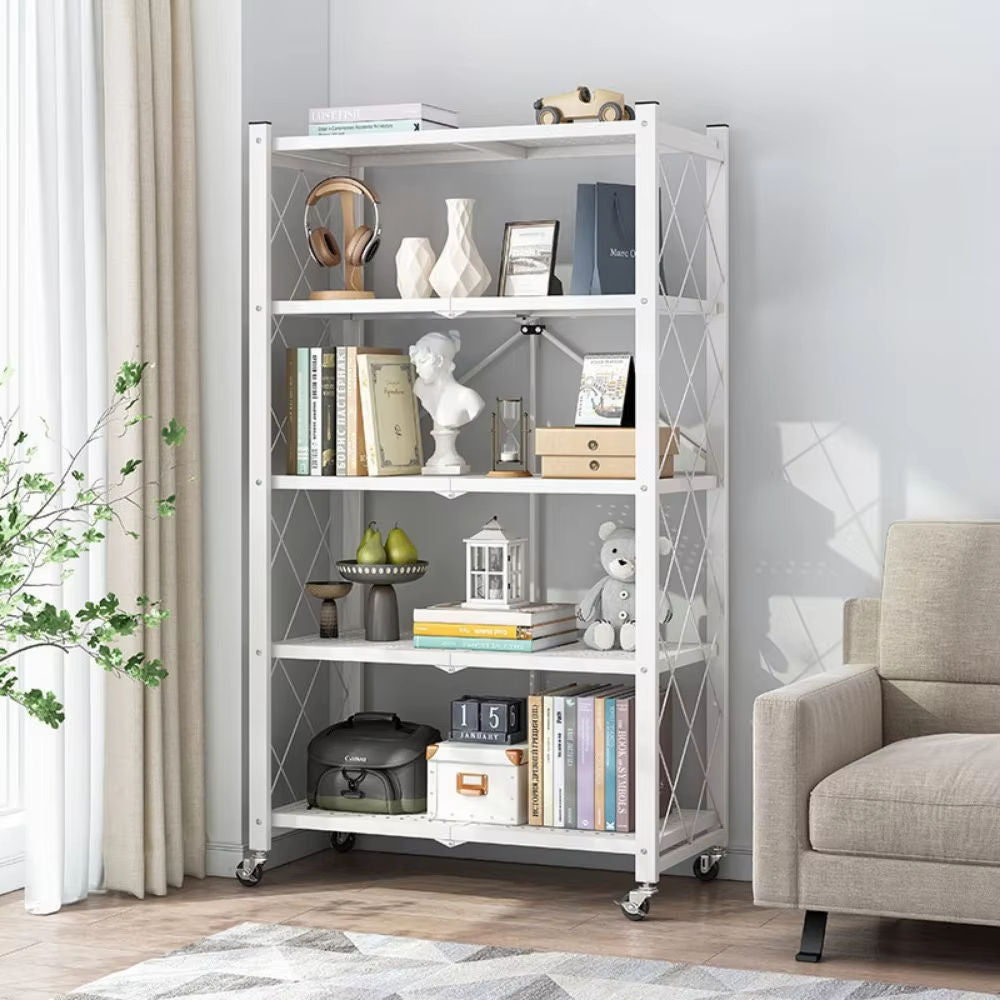 Ultra Strong Multi-Purpose Folding Shelves Large Capacity Storage Rack Wheels Multi-Layer Kitchen Islands Carts