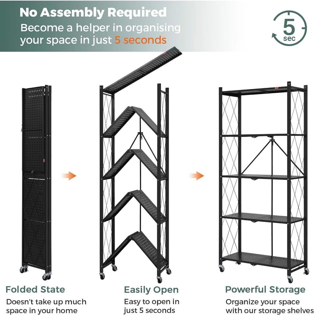 Multifunctional Large Iron Portable Folding Storage Shelving Flower Stand Shelves Kitchen Foldable Bookcase