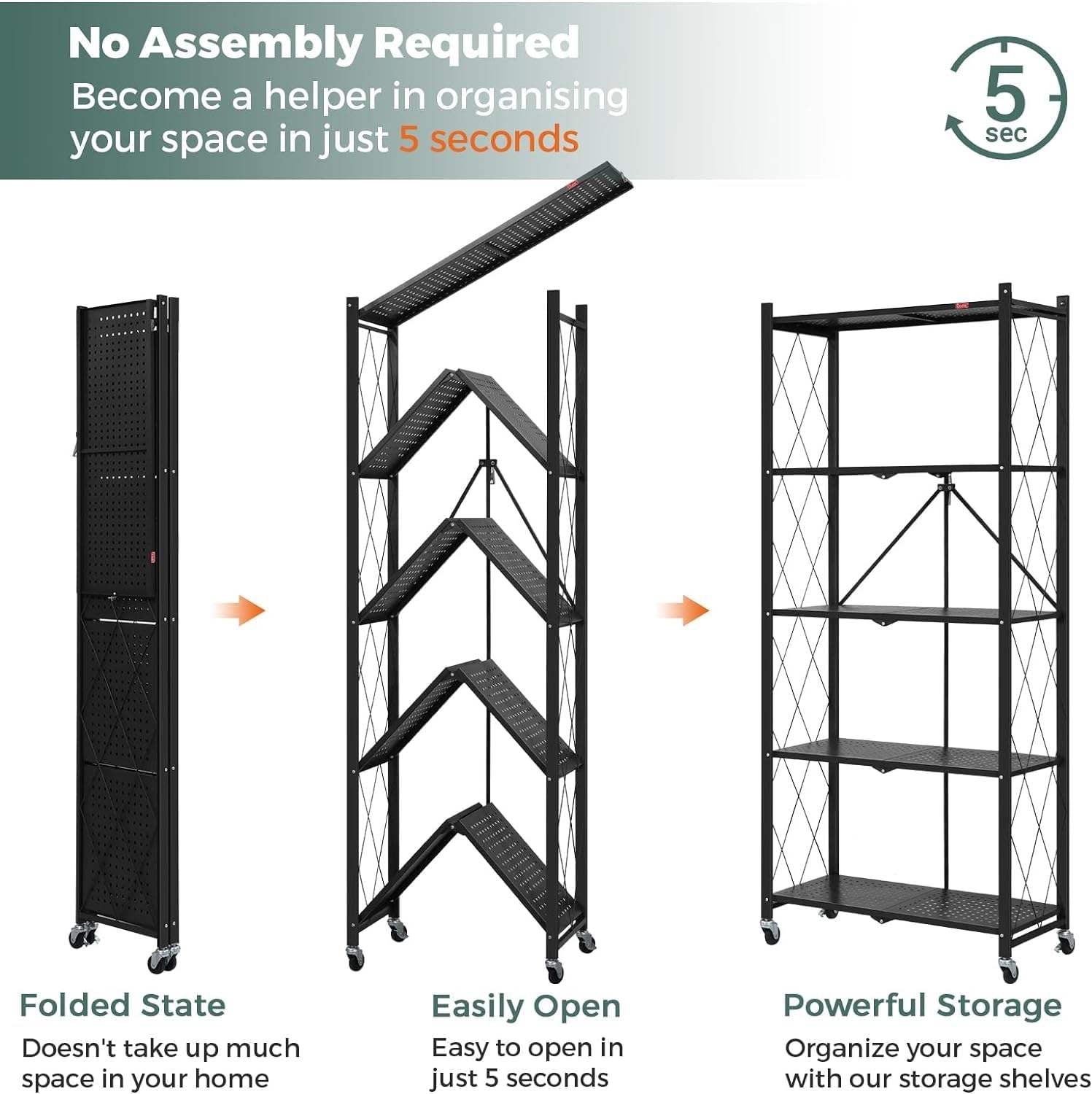 Multifunctional Large Iron Portable Folding Storage Shelving Flower Stand Shelves Kitchen Foldable Bookcase