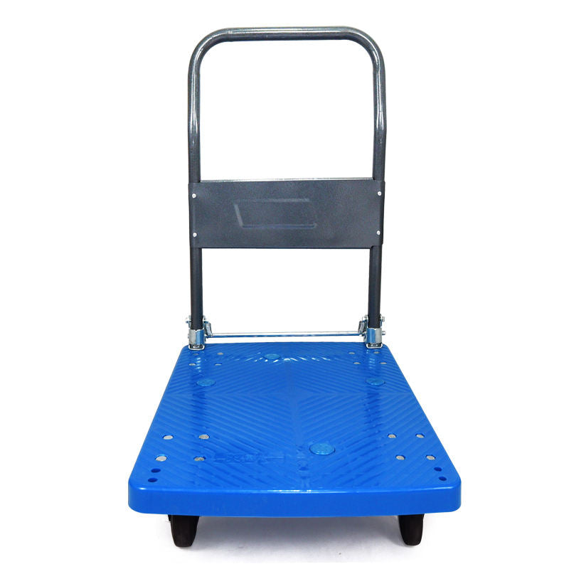 Plastic Push Cart 150kg Foldable 4-Wheel Platform Trolley